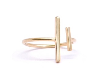 Anello a due barre in argento, anello a doppia barra, anello a barra aperta, anello a barra regolabile