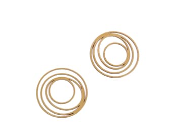 Colgante de círculo giratorio, encanto de latón crudo de 2 piezas, encanto de círculo moderno, joyería de moda, colgante redondo de latón, joyería de corte láser, suministros Goldie