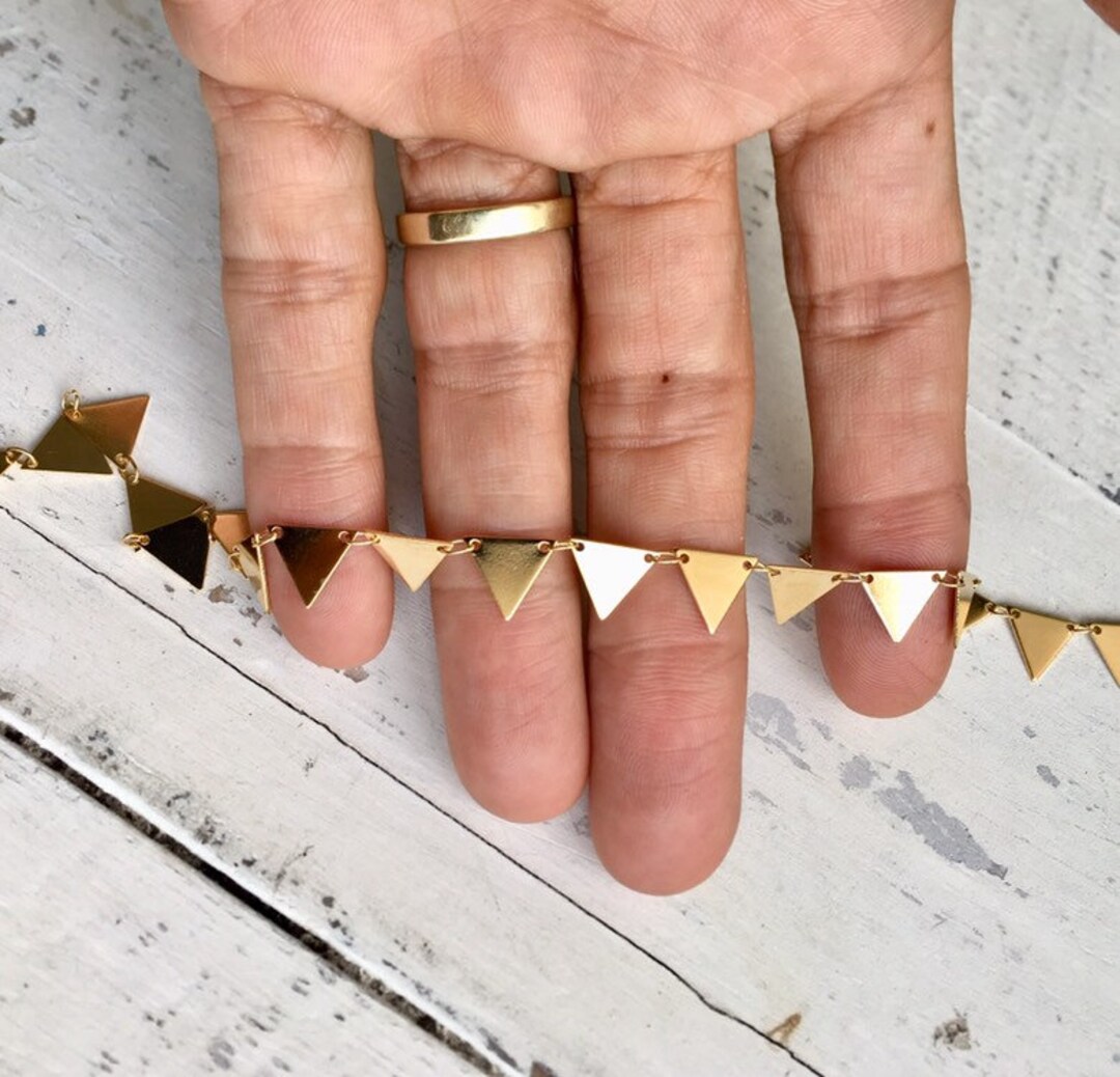 Gold Triangle Chain, 1 Foot, Geometric Chain, Triangle Necklace Chains ...