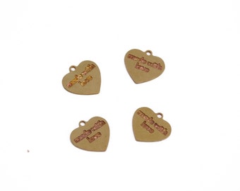 Brass Heart Pendant, 5 Pc Exclusive at Goldie Supplies