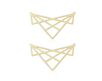 Brass Triangle Pendant, 2 pcs, Gold Chevron Pendant, Gold Triangle, Brass Triangle, Laser Cut Finding, Geometric Jewelry, Chevron Outline