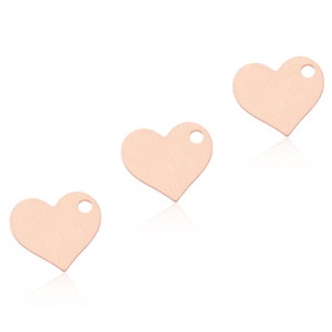 Rose Gold Heart Charm, 3 Pcs, Small Heart Charm, Rose Gold Heart Pendant, Tiny Heart Pendant, Laser Cut Findings, Rose Gold Plated Heart image 1