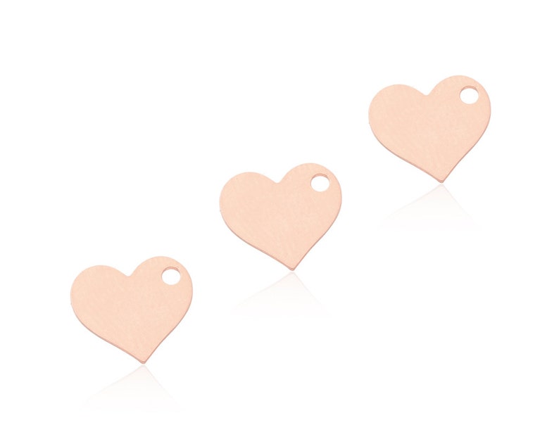 Rose Gold Heart Charm, 3 Pcs, Small Heart Charm, Rose Gold Heart Pendant, Tiny Heart Pendant, Laser Cut Findings, Rose Gold Plated Heart image 1