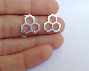 Gold Bee Hive /  Silver Honeycomb 1 Pair (2 pcs) Post Earring, Geometric Jewelry, Laser Cut, Jewelry Findings, Exclusive at Goldie Supplies