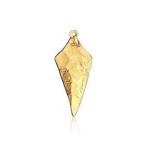 Gold Diamond Pendant, Hammered Rhombus, 2 Pcs, Rhombus Geometric Pendant, Long Plated Rhombus Charm, Gold Plated Jewelry Findings