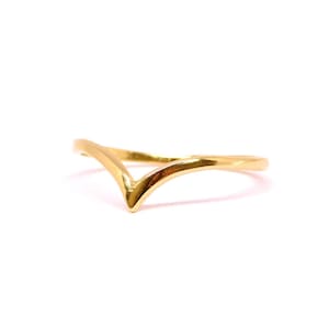 May include: A gold-colored ring with a V-shaped design.