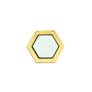 White Hexagon Pendant, 1 Pc FORMICA Jewelry, Gold Plated Brass, Geometric Jewelry, Small Hexagon Pendant, Laser Cut Pendant, Jewelry Making