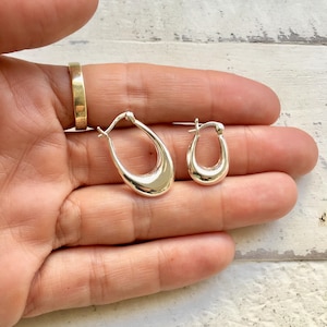 Sterling Silver Hoop Earrings, 1 Pair, Hoop Oval Earrings, Silver 925 Earrings, Silver jewelry, Wholesale Earring, Earring Supply