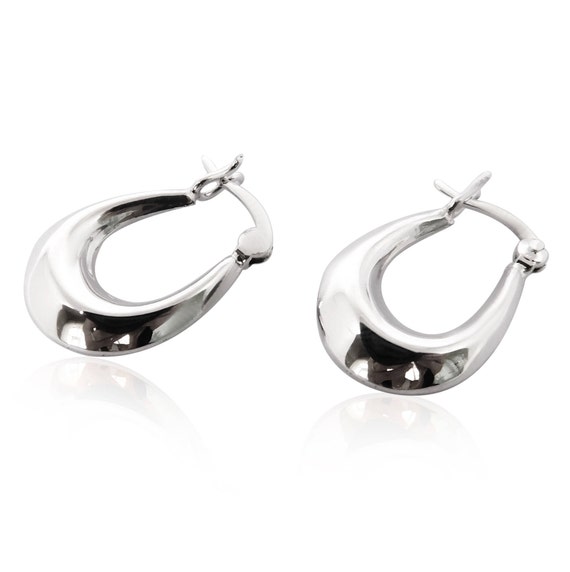 Sterling Silver Hoop Earrings, 1 Pair, Hoop Oval Earrings