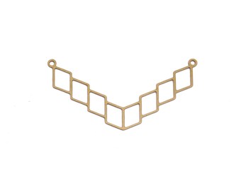 Raw Brass Chevron Pendant, 1 Pc, Rhombus Pendant, Geometric Pendant, Rhombus Chevron Connector, Laser Cut Pendant, Brass Geometric Jewelry
