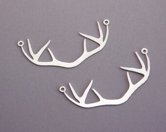 silver Antler Pendant, 10 Pcs, Deer Antler Pendant, Elk Deer Pendant, Large Antler Pendant, Laser Cut Pendant, Steampunk Pendant