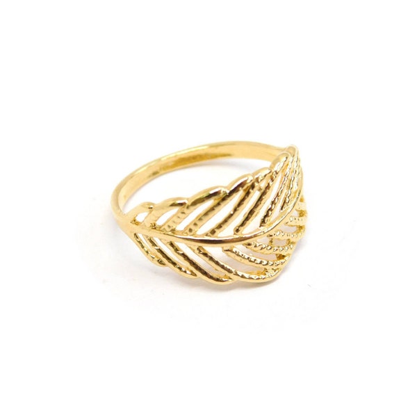 Gold Leaf Ring Etsy
