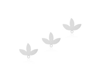 Silver Leaf Charm, 3 Pcs, Silver Leaf Pendant, Silver Plated Charms, Small Leaf Connector, Silver Lotus Charm, Small Charm, Laser Cut Charms