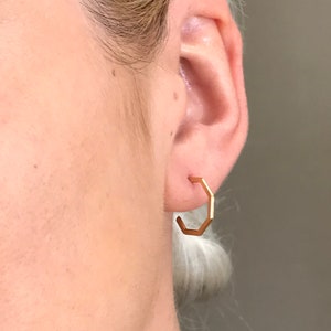 Gold Octagon Earrings, 1 Pair, Small Geometric Hoops Earrings, Minimalist Hexagon Studs, Statement Earrings, Laser Cut Earrings