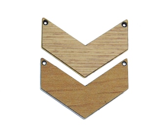 Wood Chevron Pendant, 1 Pc Gold Plated Pendant, FORMICA Jewelry, Chevron Arrow, Double Sided Pendant, Geometric Wood Jewelry, Jewelry Making
