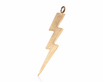 Lightning Pendant, 1 Pc, Gold Lightning  Charm, Geometric Charm, Art Deco Pendant, Laser Cut Findings, Jewelry Supplies