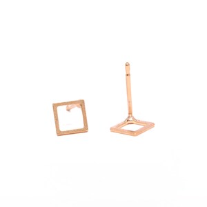 Square Stud Earring, 1 Pair, Rose Gold Square Studs, Square Earrings, Square Frame Stud, Laser Cut Findings, Exclusive at Goldie Supplies