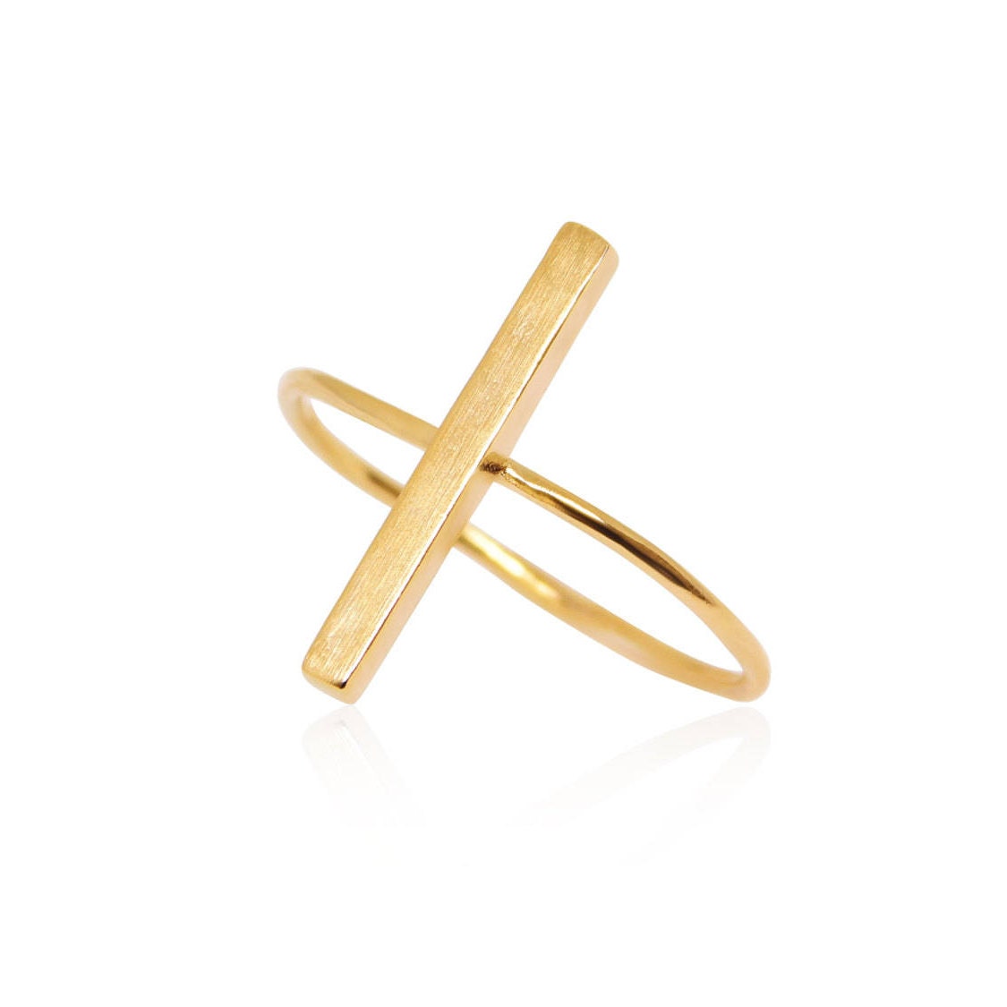 Gold Bar Ring 14k Gold Plated Ring Minimal Line Ring Gold Etsy