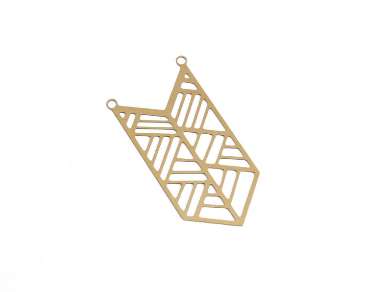Raw Brass Chevron Pendant, 1 Pc, Large Geometric Pendant, Boho Pendant, Tribal Pendant, Raw Brass Pendant, Laser Cut Pendant, GoldieSupplies image 5
