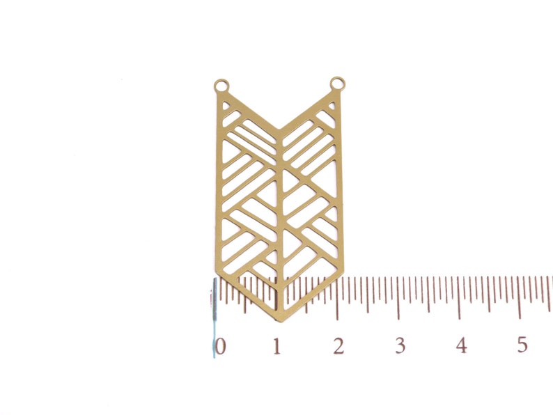 Raw Brass Chevron Pendant, 1 Pc, Large Geometric Pendant, Boho Pendant, Tribal Pendant, Raw Brass Pendant, Laser Cut Pendant, GoldieSupplies image 3