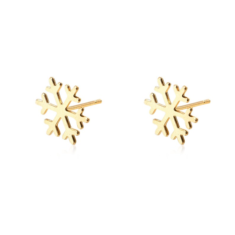 Snowflake Stud Earrings 1 Pair Gold Earrings Plated Studs Etsy Australia