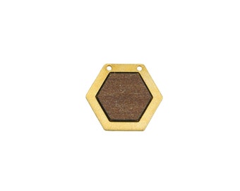 Wood Hexagon Pendant, 1 Pc FORMICA Pendant, Gold Plated Hexagon, Geometric Jewelry, Laser Cut Pendant, Small Hexagon Pendant, Jewelry Making