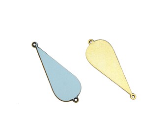 Blue Teardrop Connector, 1 Pc FORMICA Pendant, Gold Plated Drop, 2 Hole, Tear Drop Pendant, Blue Wood Pendant, Jewelry Making Supplies