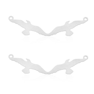 Silver Bird Pendant, 2 Pcs, Two Birds Pendant, Silver Bird Necklace, Bird Connector, Laser Cut Jewelry, Silver Eagle Pendant, GoldieSupplies