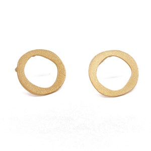 Asymmetric Circle Studs, Gold Circle Stud Earrings, Asymmetrical Circle Earrings, Gold Hoop Studs, Small Post Earrings, Wholesale Earrings
