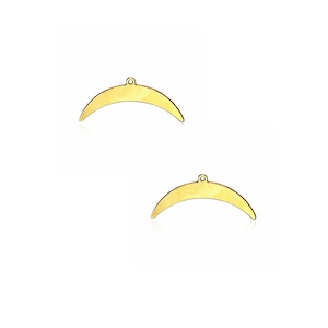 Crescent Half Moon Pendant, 2 Pcs, Choker Charm, Half Moon Charm, Gold Moon Pendant, Necklace, Laser Cut Charm, Jewelry Making