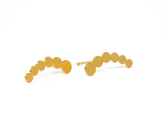 Círculos escalador de orejas, 1 par de pendientes escalador de orejas, pendientes de cIrcle Stud, oruga de oreja de oro, geométrico, pendientes cortados por láser, joyería al por mayor