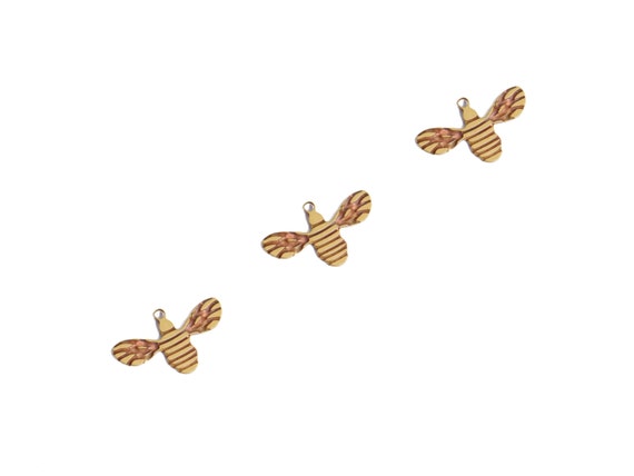 Raw Brass Bee Charm, 3 Pcs, Tiny Bee Charm, Bee Necklace Charm, Honey Bee Charm, Bumblebee Charm, Small Bee Pendant, Bee Laser Cut Jewelry