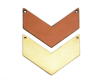 Gold Chevron Pendant, 1 Pc Chevron Arrow Pendant, FORMICA Jewelry, Terracotta Orange and Gold, Double Sided Pendant, Geometric Jewelry