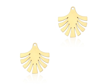 Gold Leaf Pendant, 25 Pcs, Gold Leaf Charm