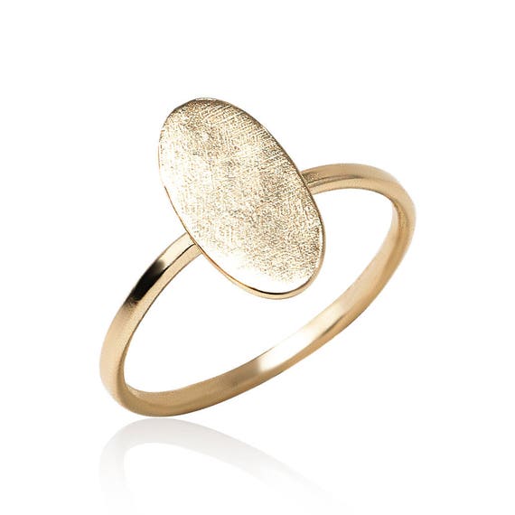 Gold Oval Ring Long Oval Ring Minimal Ring Gold Circle - Etsy