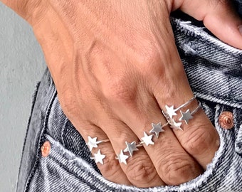Stars Open Ring, Open Star Ring, Adjustable Star Ring, Gold Stars
