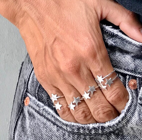 Stars Open Ring, Open Star Ring, Adjustable Star Ring, Gold Stars