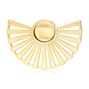 Art Deco Sun Pendant, 1Pc, Large Pendant, Gold Art Deco Fan, Jewelry Making, Laser Cut Pendant, Unique Jewelry Findings, Art Deco Jewelry