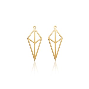Gold Diamond Pendant, 2 Pcs, Rhombus Geometric Pendant, Long Plated Rhombus Charm, Gold Plated Jewelry Findings, Wholesale Jewelry Supplies