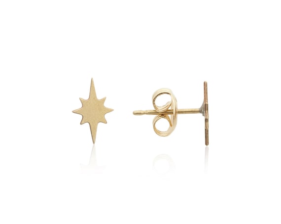 Gold Northern Star Earrings, 10 Pairs, Brass Stud Earrings, Star Post Earrings, Northern Star, Geometric Earrings, Wholesale Earrings
