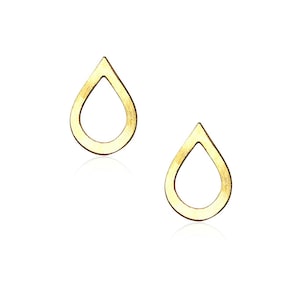 Tiny Drop Hollow Charm, 2 Pcs, TearDrop Minimal Pendant, Gold Pendant, Gold Charm, Gold Drop Pendant, Laser Cut Findings, Wholesale Pendants