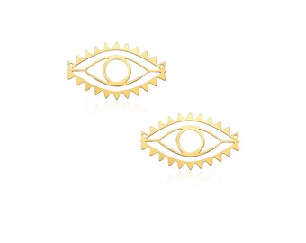 Gold Eye Pendant, 2 Pcs, Oval Eye Connector, Geometric Connector,  Laser Cut Pendants, Trendy Jewelry, Wholesale Pendants, Evil Eye Jewelry