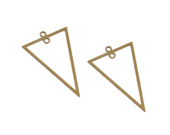 Long Triangle Pendant, 2 Pcs Raw Brass Pendant, Inner Loop Pendant, V-Shaped Geometric Jewelry, Laser Cut Supplies, Goldie Jewelry Supplies