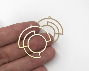 Art Deco Circle Pendant, 1Pc, Large Pendant, Jewelry Making, Laser Cut Pendant, Unique Jewelry Findings, Art Deco Jewelry