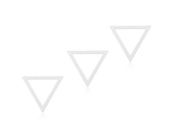 Pendant de triangle argenté, 3 pcs, pendentif minimal de bijoux, charme plaqué argenté, connecteur de triangle argenté, pendentif géométrique, charmes de coupe de laser