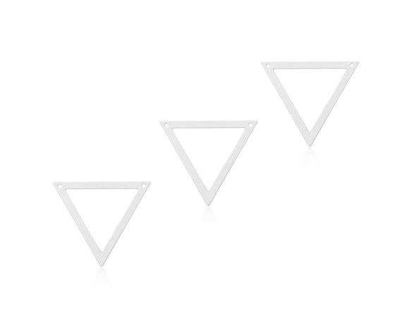 Silver Triangle Pendant, 3 Pcs, Minimal Jewelry Pendant, Silver Plated Charm, Silver Triangle Connector, Geometric Pendant, Laser Cut Charms