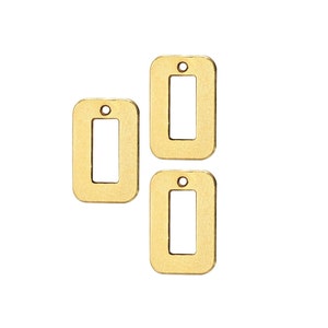 Tiny Rectangle Pendant, 3 Pcs, Geometric Charm, Rectangle Connector, Simple Pendant, Rectangle Pendant, Laser Cut Findings, Wholesale Charms
