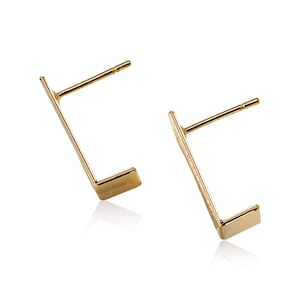 Minimalist Bar Stud Earrings, Folded Studs, Gold Minimalist Earrings, Bar Earrings, Gold Stud Earrings, Modern Earrings, Minimalist Jewelry