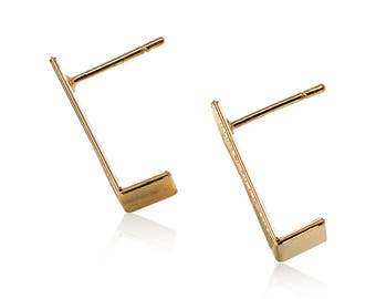 Minimalist Bar Stud Earrings, Folded Studs, Gold Minimalist Earrings, Bar Earrings, Gold Stud Earrings, Modern Earrings, Minimalist Jewelry