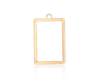 Rectangle Pendant, 1 Pc, Gold Rectangle Pendant, Art Deco Pendant, Geometric Jewelry, Geometric Pendant, Laser Cut Pendant